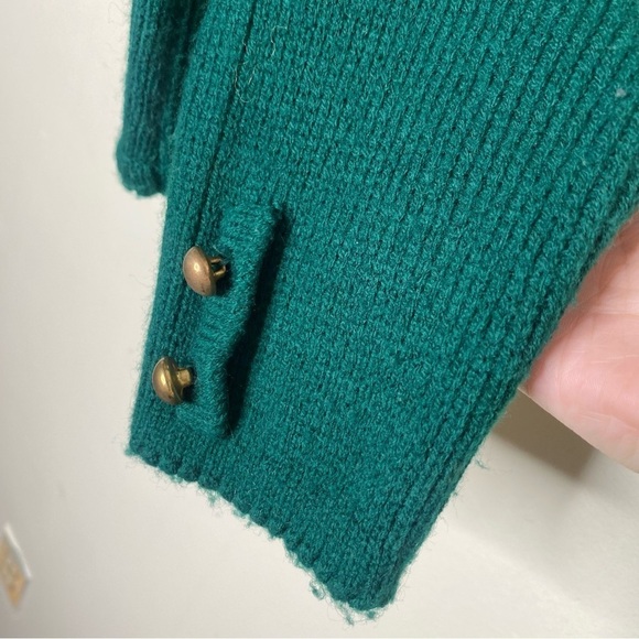 Laura Daniels Petite Y2K Emerald Green Acrylic Cardigan Sweater Gold Size Medium - Picture 7 of 12